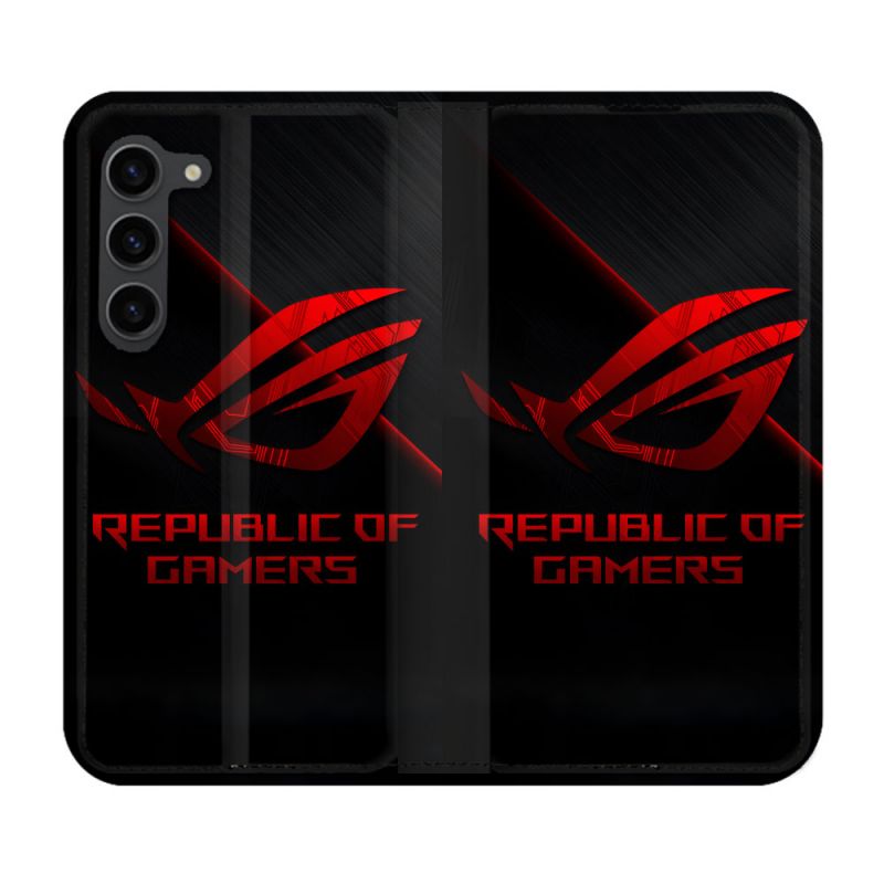 Housse Cuir Portefeuille Pour Samsung Galaxy S23 Plus ROG Rouge