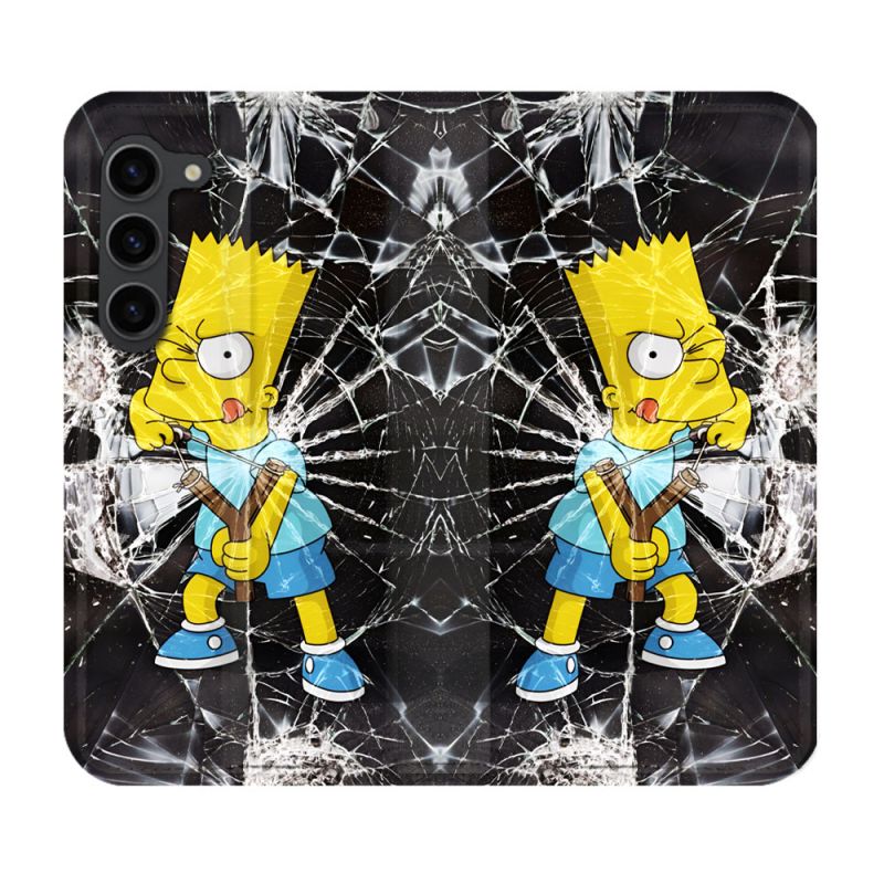 Housse Cuir Portefeuille Pour Samsung Galaxy S23 Plus Simpson Bart