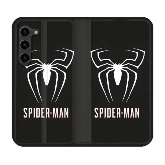 Housse Cuir Portefeuille Pour Samsung Galaxy S23 Plus Spiderman Logo