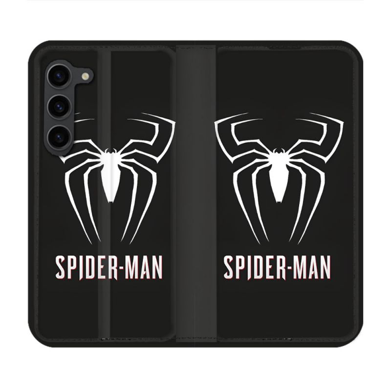 Housse Cuir Portefeuille Pour Samsung Galaxy S23 Plus Spiderman Logo