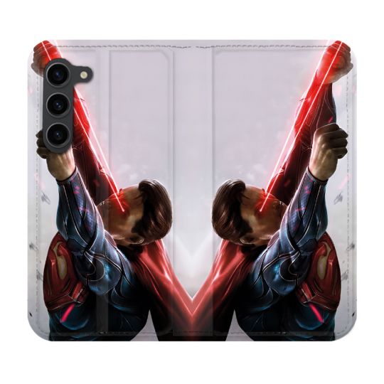Housse Cuir Portefeuille Pour Samsung Galaxy S23 Plus Superman Laser