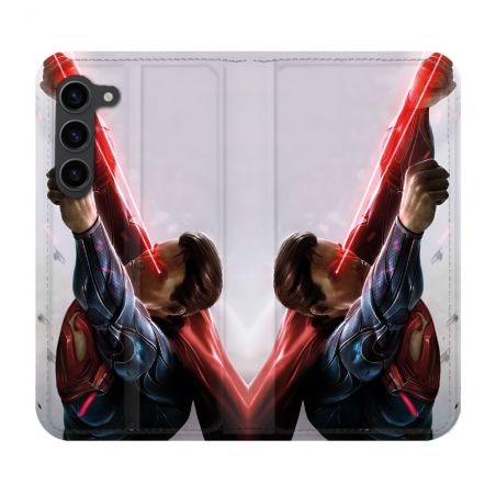 Housse Cuir Portefeuille Pour Samsung Galaxy S23 Plus Superman Laser