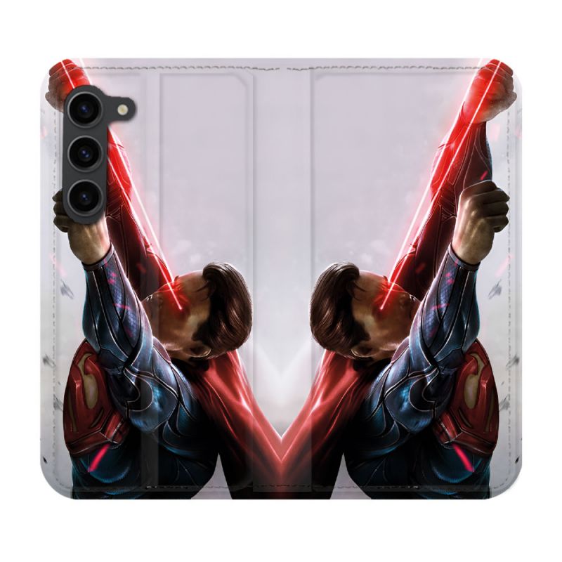 Housse Cuir Portefeuille Pour Samsung Galaxy S23 Plus Superman Laser