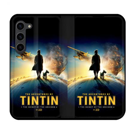 Housse Cuir Portefeuille Pour Samsung Galaxy S23 Plus Tintin Affiche