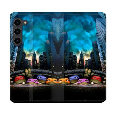 Housse Cuir Portefeuille Pour Samsung Galaxy S23 Plus Tortue Ninja Ville