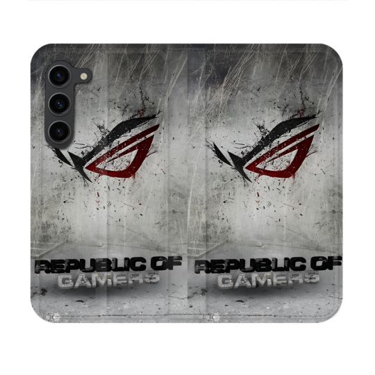 Housse Cuir Portefeuille Pour Samsung Galaxy S23 ROG Gris
