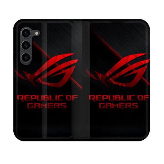 Housse Cuir Portefeuille Pour Samsung Galaxy S23 ROG Rouge