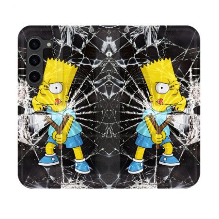 Housse Cuir Portefeuille Pour Samsung Galaxy S23 Simpson Bart