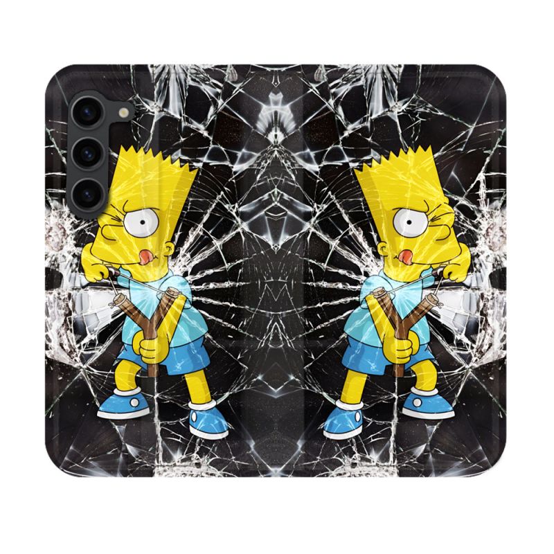 Housse Cuir Portefeuille Pour Samsung Galaxy S23 Simpson Bart