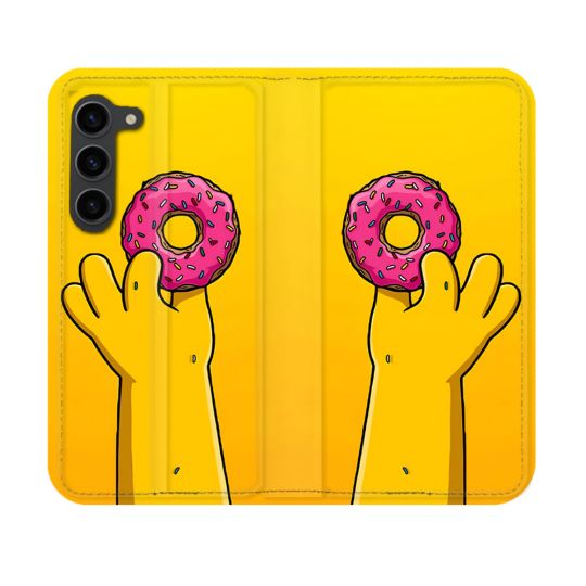 Housse Cuir Portefeuille Pour Samsung Galaxy S23 Simpson Donuts