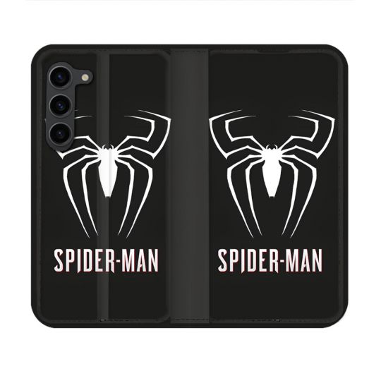 Housse Cuir Portefeuille Pour Samsung Galaxy S23 Spiderman Logo