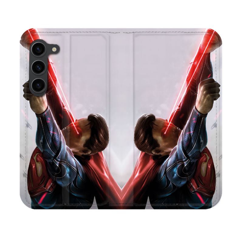 Housse Cuir Portefeuille Pour Samsung Galaxy S23 Superman Laser