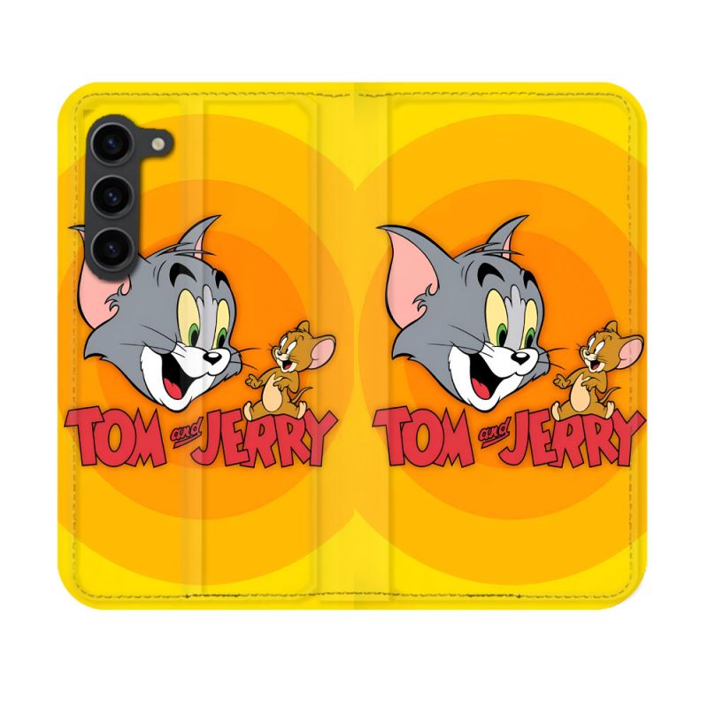 Housse Cuir Portefeuille Pour Samsung Galaxy S23 Tom Jerry