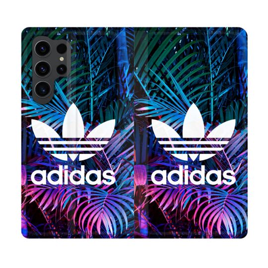 Housse Cuir Portefeuille Pour Samsung Galaxy S23 Ultra Adidas Palmier