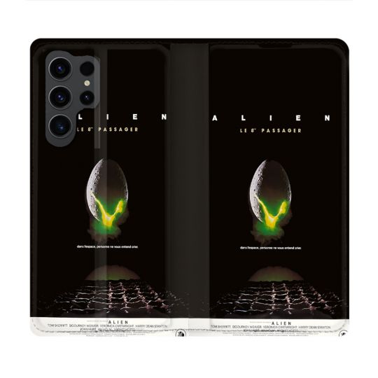 Housse Cuir Portefeuille Pour Samsung Galaxy S23 Ultra Alien Affiche