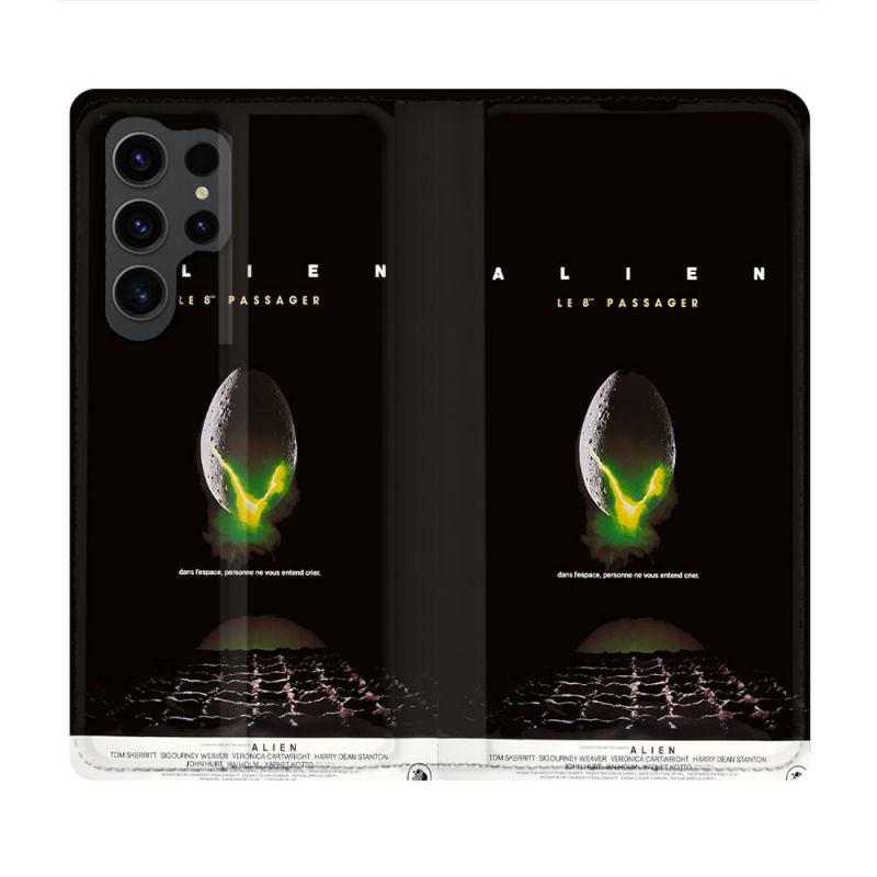 Housse Cuir Portefeuille Pour Samsung Galaxy S23 Ultra Alien Affiche