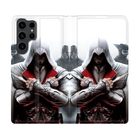 Housse Cuir Portefeuille Pour Samsung Galaxy S23 Ultra Assassin Creed Mask