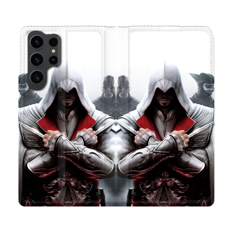 Housse Cuir Portefeuille Pour Samsung Galaxy S23 Ultra Assassin Creed Mask
