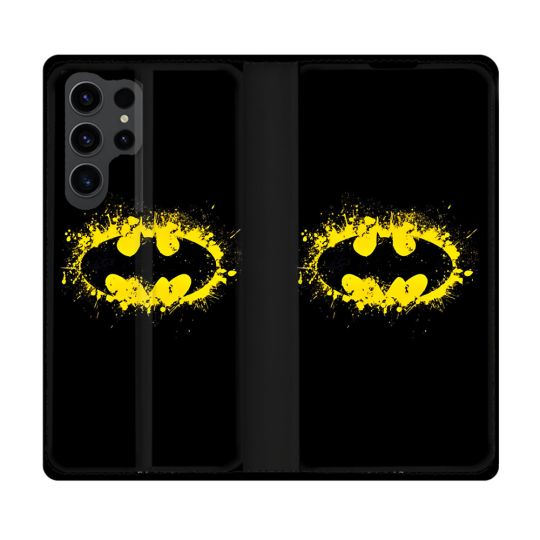 Housse Cuir Portefeuille Pour Samsung Galaxy S23 Ultra Batman Logo