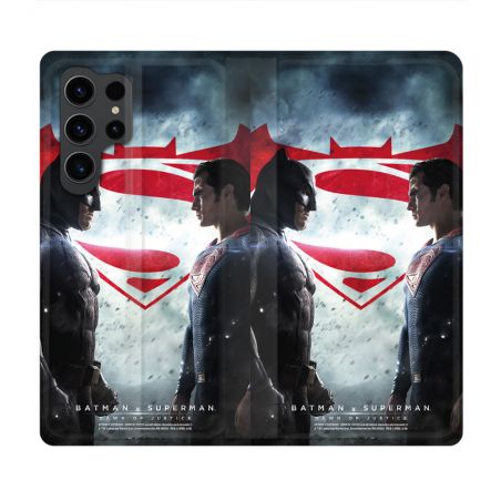 Housse Cuir Portefeuille Pour Samsung Galaxy S23 Ultra Batman VS Superman