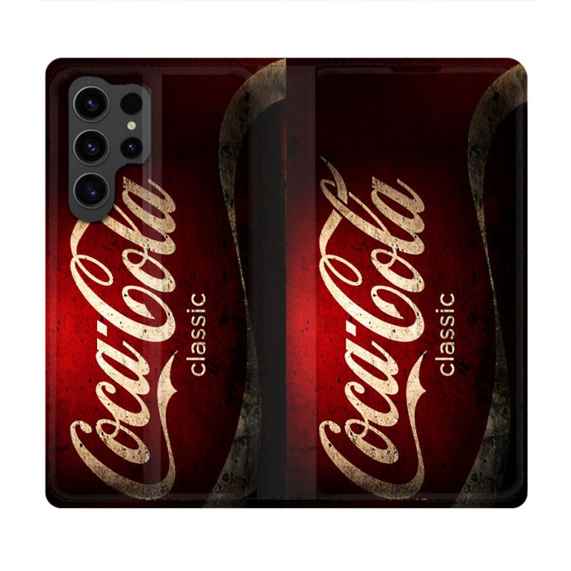 Housse Cuir Portefeuille Pour Samsung Galaxy S23 Ultra Coca Cola Classique