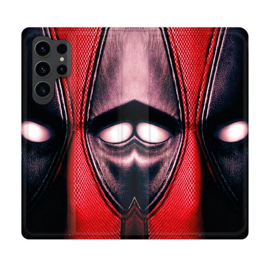Housse Cuir Portefeuille Pour Samsung Galaxy S23 Ultra Deadpool Yeux