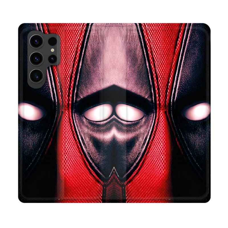Housse Cuir Portefeuille Pour Samsung Galaxy S23 Ultra Deadpool Yeux
