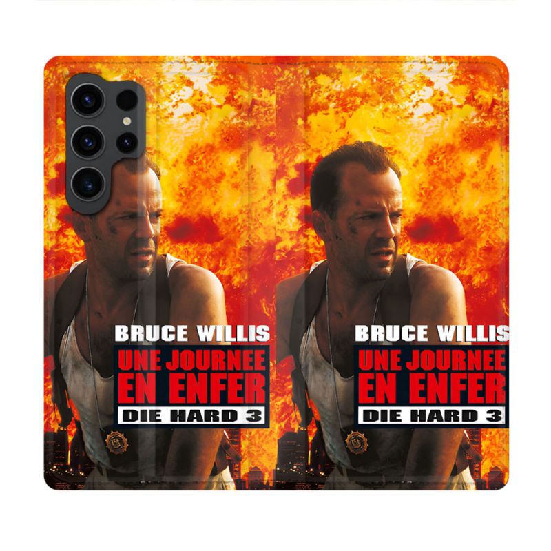 Housse Cuir Portefeuille Pour Samsung Galaxy S23 Ultra Die Hard Affiche