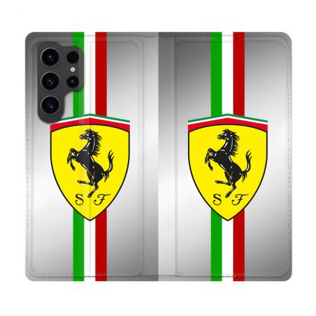 Housse Cuir Portefeuille Pour Samsung Galaxy S23 Ultra Ferrari Ligne