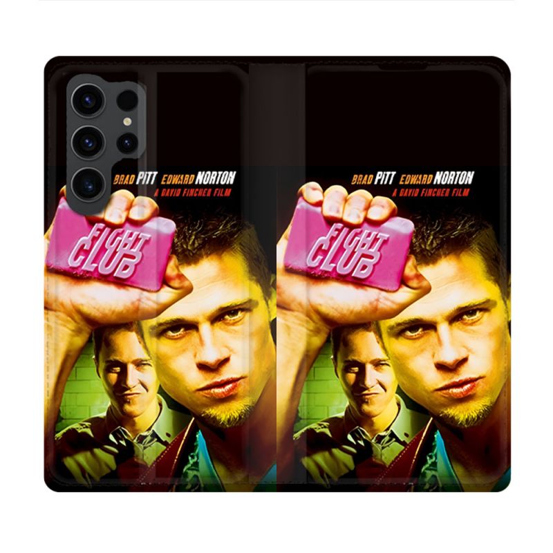 Housse Cuir Portefeuille Pour Samsung Galaxy S23 Ultra Fight Club Affiche