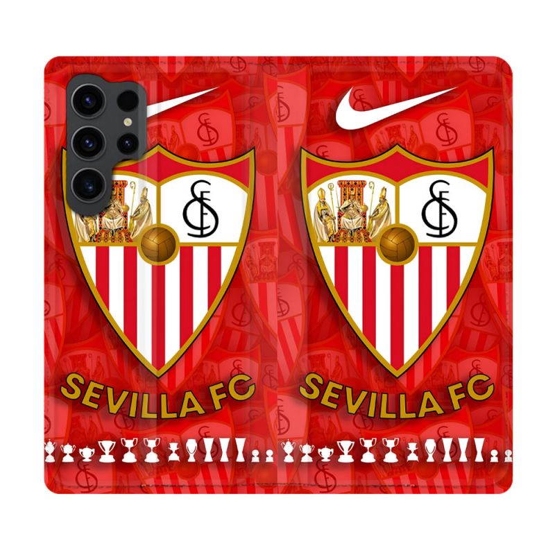 Housse Cuir Portefeuille Pour Samsung Galaxy S23 Ultra Foot FC Sevilla