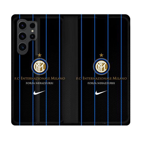 Housse Cuir Portefeuille Pour Samsung Galaxy S23 Ultra Foot Inter Milan