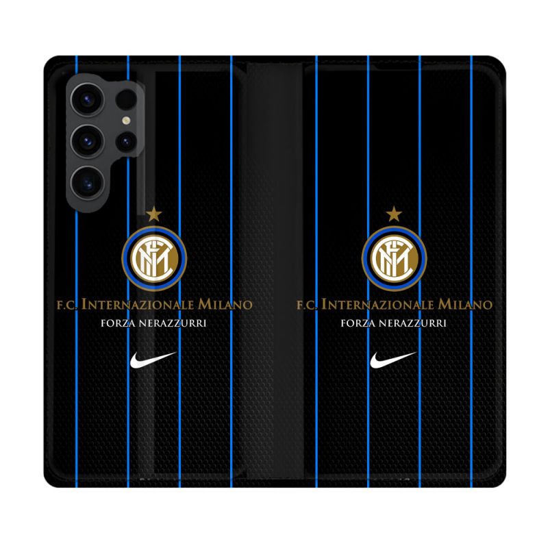 Housse Cuir Portefeuille Pour Samsung Galaxy S23 Ultra Foot Inter Milan