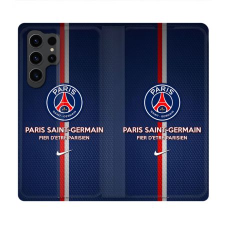 Housse Cuir Portefeuille Pour Samsung Galaxy S23 Ultra Foot PSG Fier