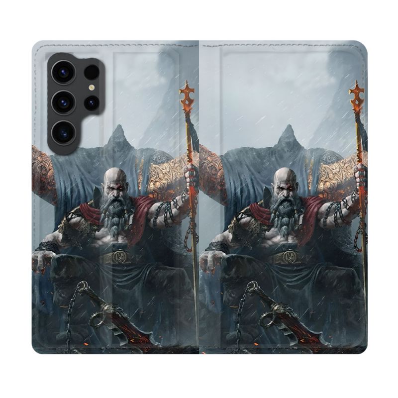 Housse Cuir Portefeuille Pour Samsung Galaxy S23 Ultra Gof Of War