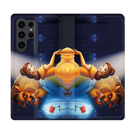 Housse Cuir Portefeuille Pour Samsung Galaxy S23 Ultra La Belle et La Bête