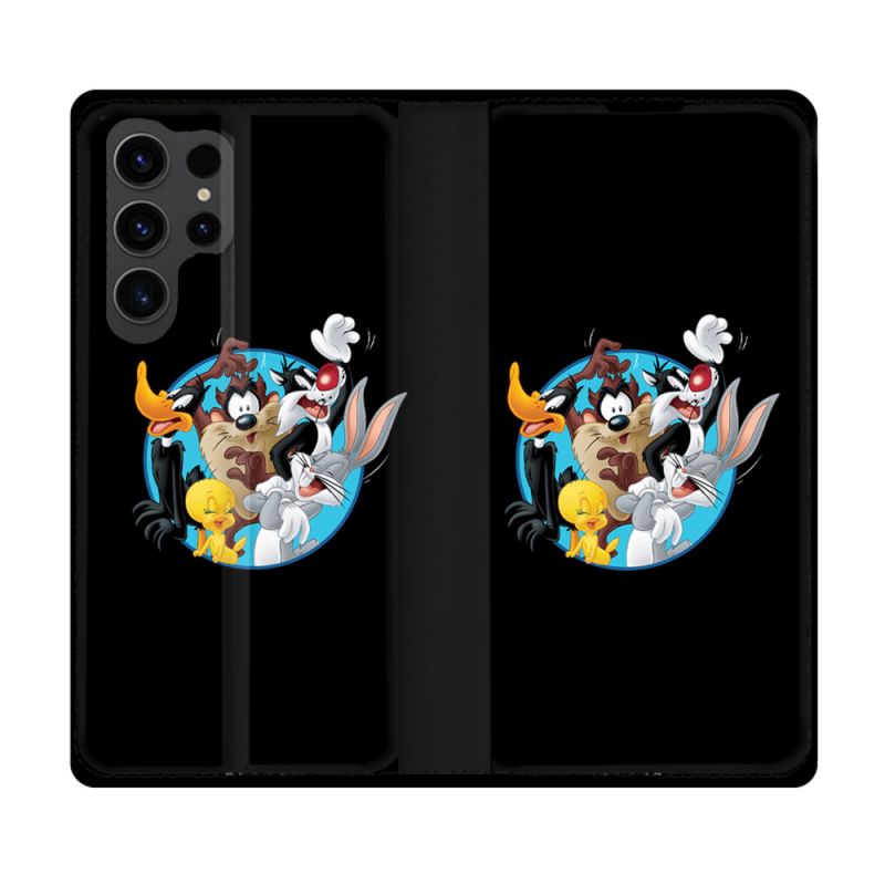 Housse Cuir Portefeuille Pour Samsung Galaxy S23 Ultra Looney Tunes