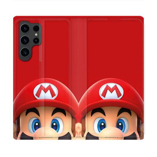 Housse Cuir Portefeuille Pour Samsung Galaxy S23 Ultra Mario Rouge
