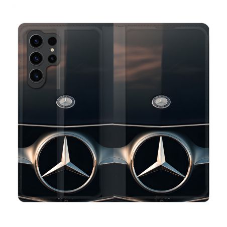 Housse Cuir Portefeuille Pour Samsung Galaxy S23 Ultra Mercedes Calendre