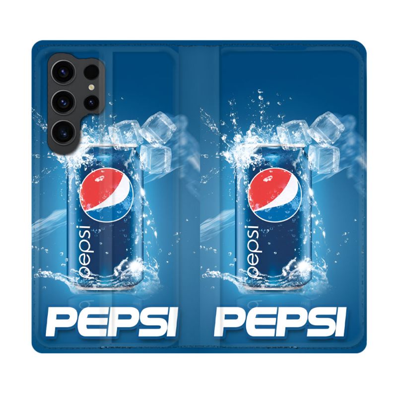 Housse Cuir Portefeuille Pour Samsung Galaxy S23 Ultra Pepsi