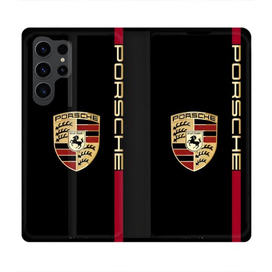 Housse Cuir Portefeuille Pour Samsung Galaxy S23 Ultra Porsche Line