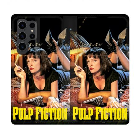 Housse Cuir Portefeuille Pour Samsung Galaxy S23 Ultra Pulp Fiction Affiche