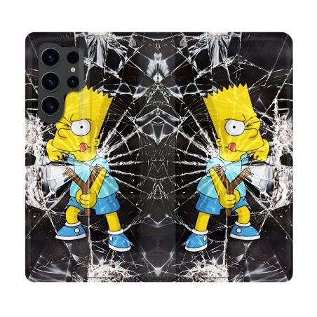 Housse Cuir Portefeuille Pour Samsung Galaxy S23 Ultra Simpson Bart