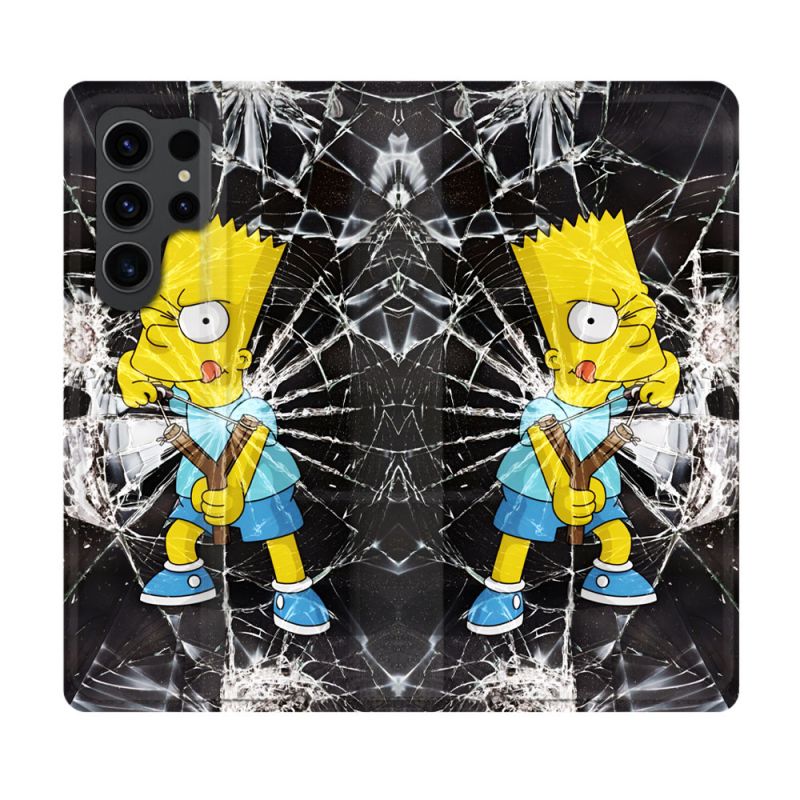 Housse Cuir Portefeuille Pour Samsung Galaxy S23 Ultra Simpson Bart