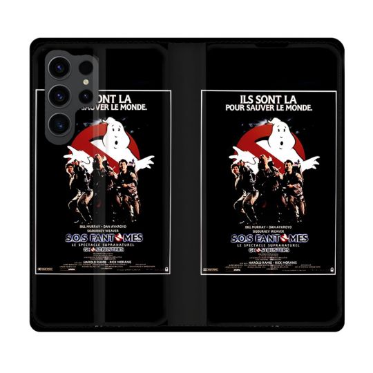 Housse Cuir Portefeuille Pour Samsung Galaxy S23 Ultra SOS Fantome Affiche