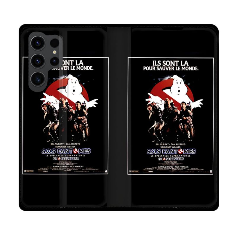 Housse Cuir Portefeuille Pour Samsung Galaxy S23 Ultra SOS Fantome Affiche
