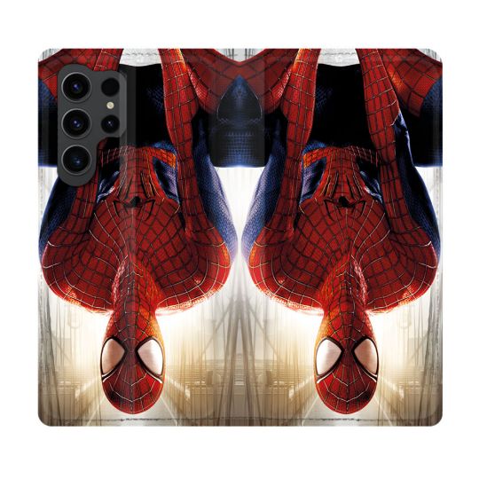 Housse Cuir Portefeuille Pour Samsung Galaxy S23 Ultra Spiderman Invers