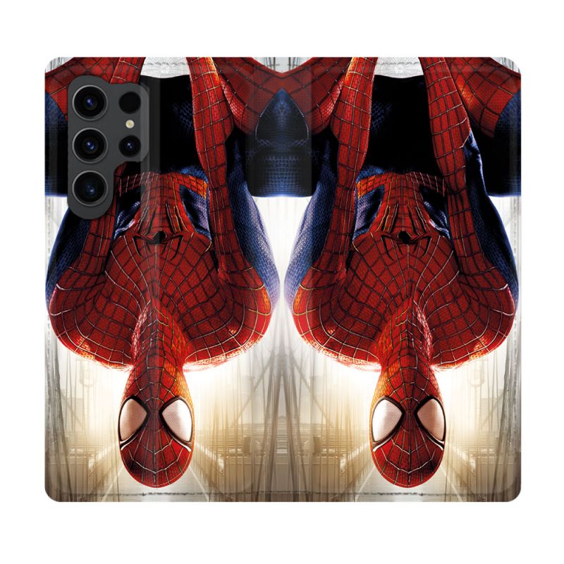 Housse Cuir Portefeuille Pour Samsung Galaxy S23 Ultra Spiderman Invers