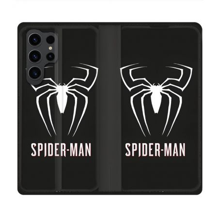 Housse Cuir Portefeuille Pour Samsung Galaxy S23 Ultra Spiderman Logo