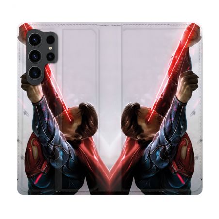 Housse Cuir Portefeuille Pour Samsung Galaxy S23 Ultra Superman Laser